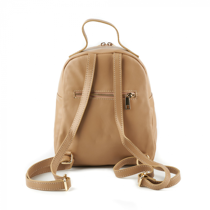 Rucsac bej din piele cu aspect matlasat 8020 [3]