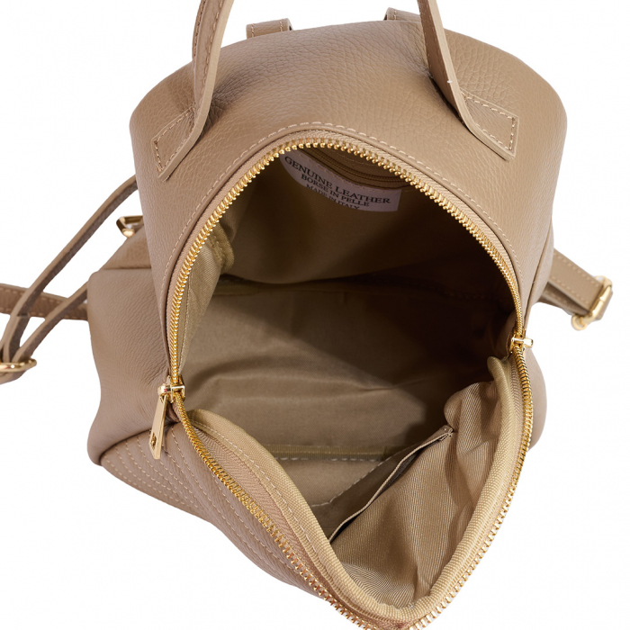 Rucsac Beatrice, taupe din piele cu striații 8033 [4]