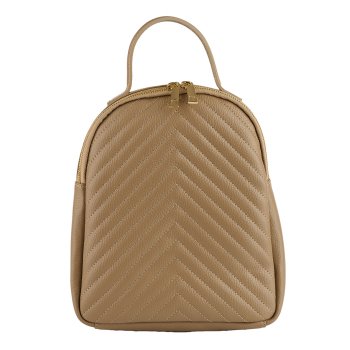 Rucsac Beatrice, taupe din piele cu striații 8033 [2]