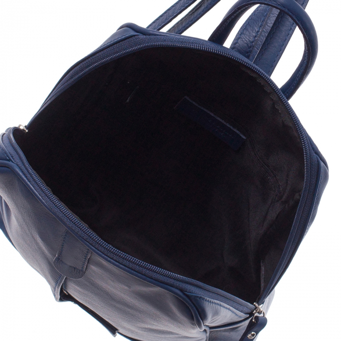 Rucsac bleumarin din piele cu fermoar exterior acoperit 8005 [4]
