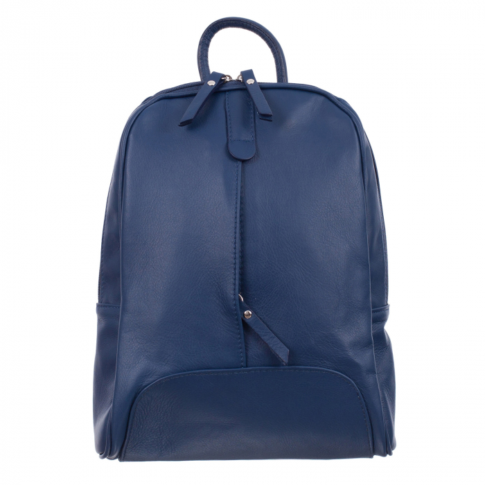Rucsac bleumarin din piele cu fermoar exterior acoperit 8005 [2]