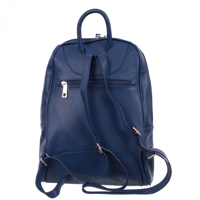 Rucsac bleumarin din piele cu fermoar exterior acoperit 8005 [3]