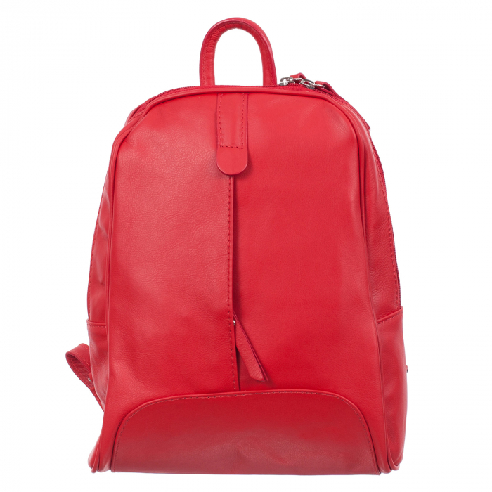 Rucsac rosu din piele cu fermoar exterior acoperit 8005 [2]