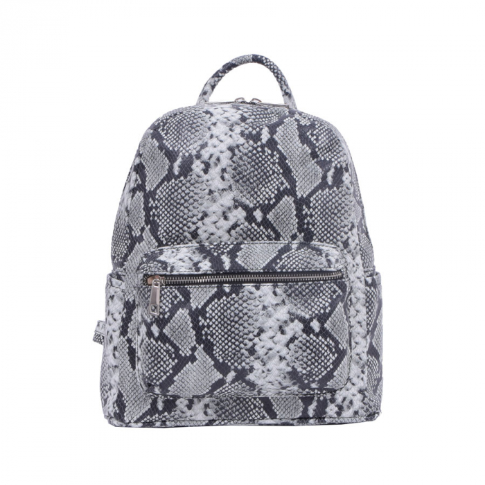 Rucsac Britney, din piele naturală imprimeu snake alb, 8086 [2]