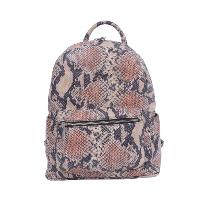 Rucsac Britney, din piele naturală imprimeu snake rosu, 8086 [2]