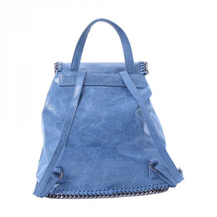 Rucsac Carina, albastru din piele naturală cu aspect marmorat, 8060 [5]
