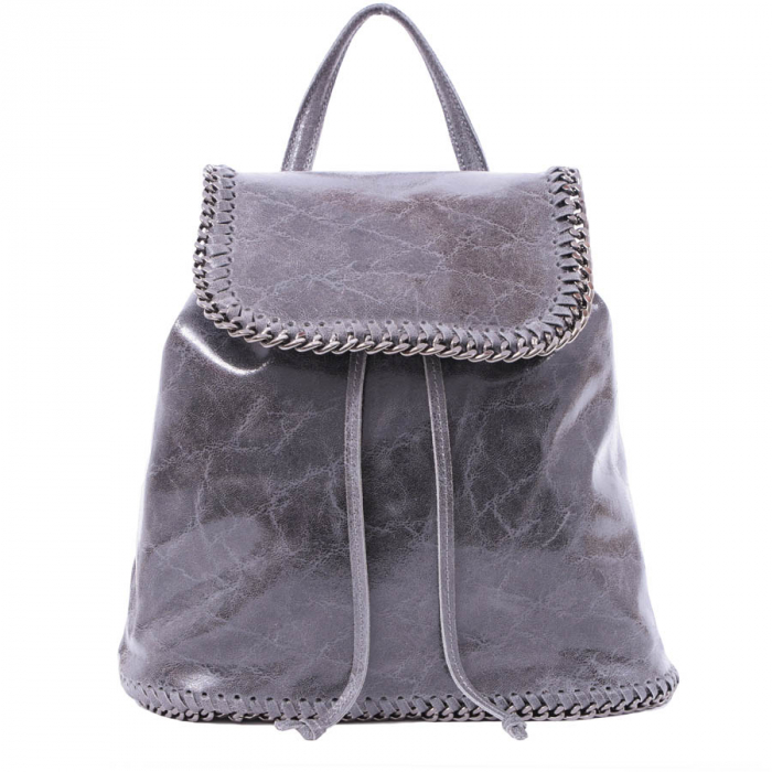 Rucsac Carina, argintiu din piele naturală cu aspect marmorat, 8060 [2]
