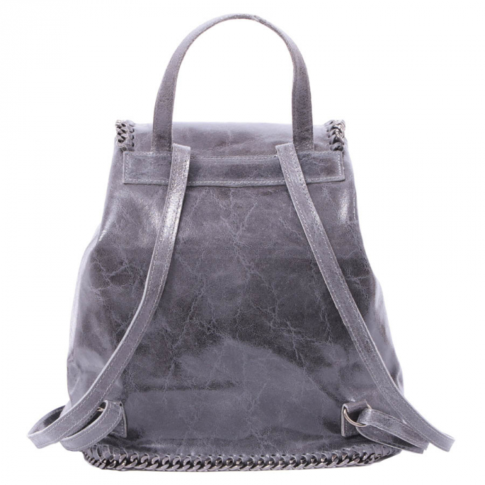 Rucsac Carina, argintiu din piele naturală cu aspect marmorat, 8060 [5]
