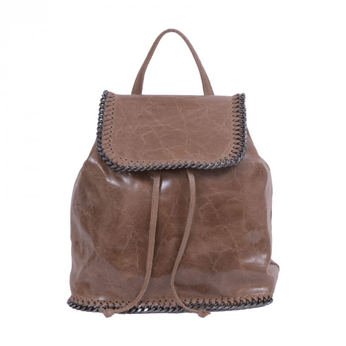 Rucsac Carina, taupe din piele naturală cu aspect marmorat, 8060 [2]