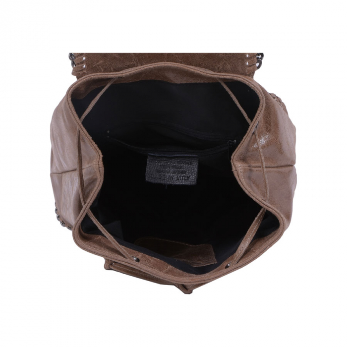 Rucsac Carina, taupe din piele naturală cu aspect marmorat, 8060 [4]