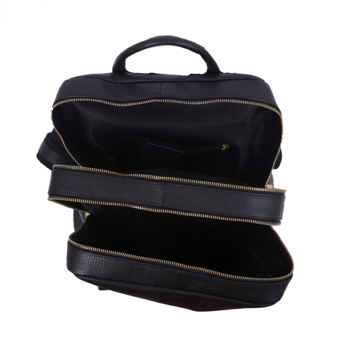 Rucsac Maxi, negru din piele naturală, 8066 [3]