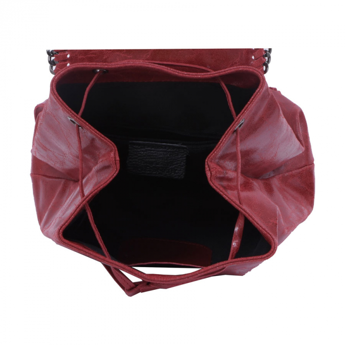 Rucsac Carina, rosu din piele naturală cu aspect marmorat, 8060 [4]
