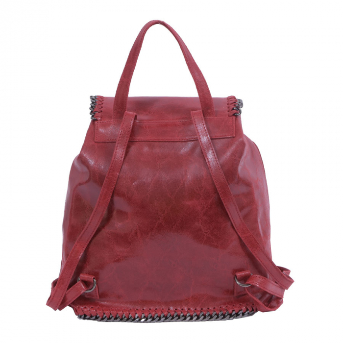 Rucsac Carina, rosu din piele naturală cu aspect marmorat, 8060 [5]