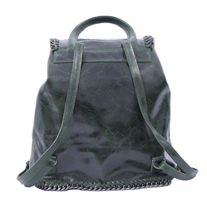 Rucsac Carina, verde din piele naturală cu aspect marmorat, 8060 [5]