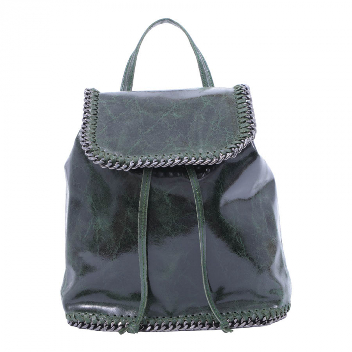 Rucsac Carina, verde din piele naturală cu aspect marmorat, 8060 [2]