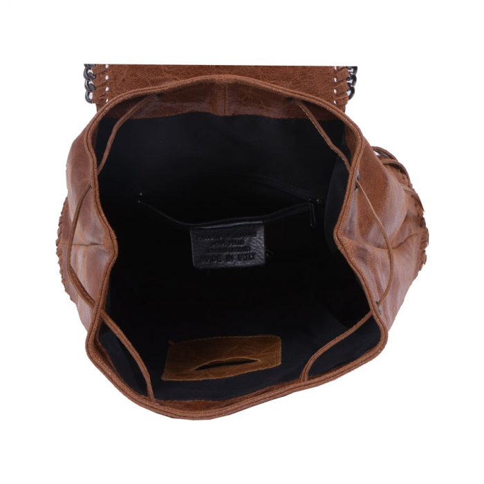 Rucsac Carina, maro din piele naturală cu aspect marmorat, 8060 [4]