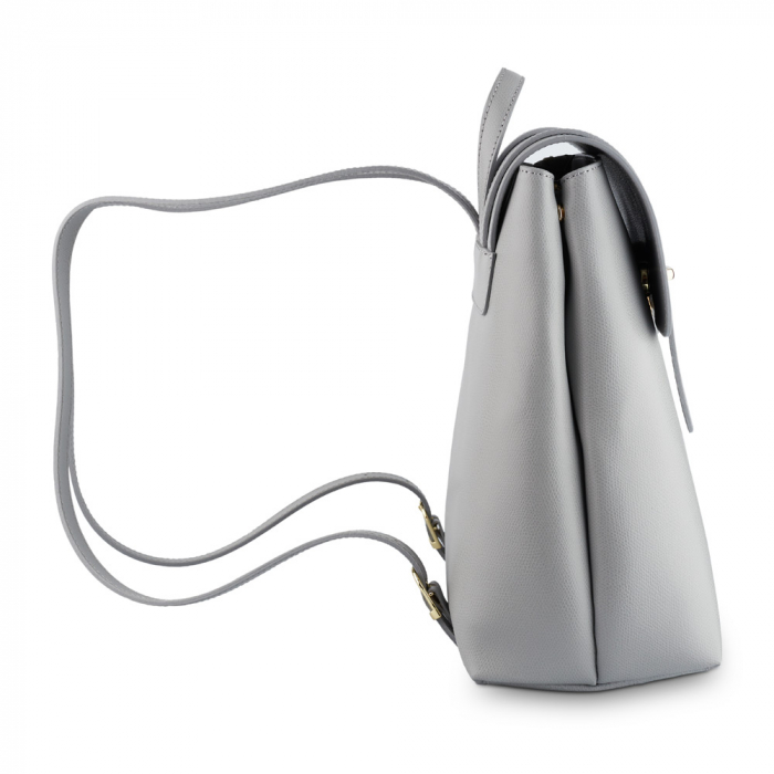 Rucsac Carrie, gri deschis din piele cu fermoar exterior 8028 [4]