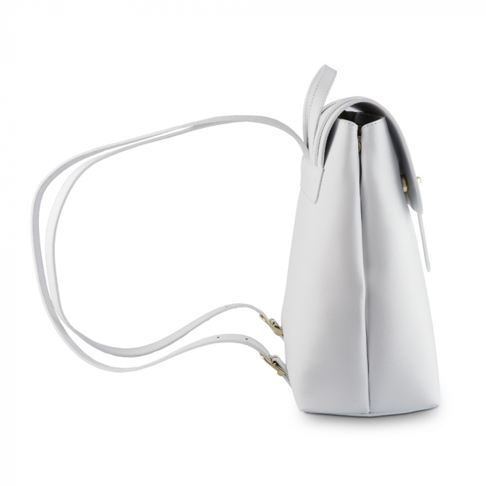 Rucsac Carrie, alb din piele cu fermoar exterior 8028 [4]