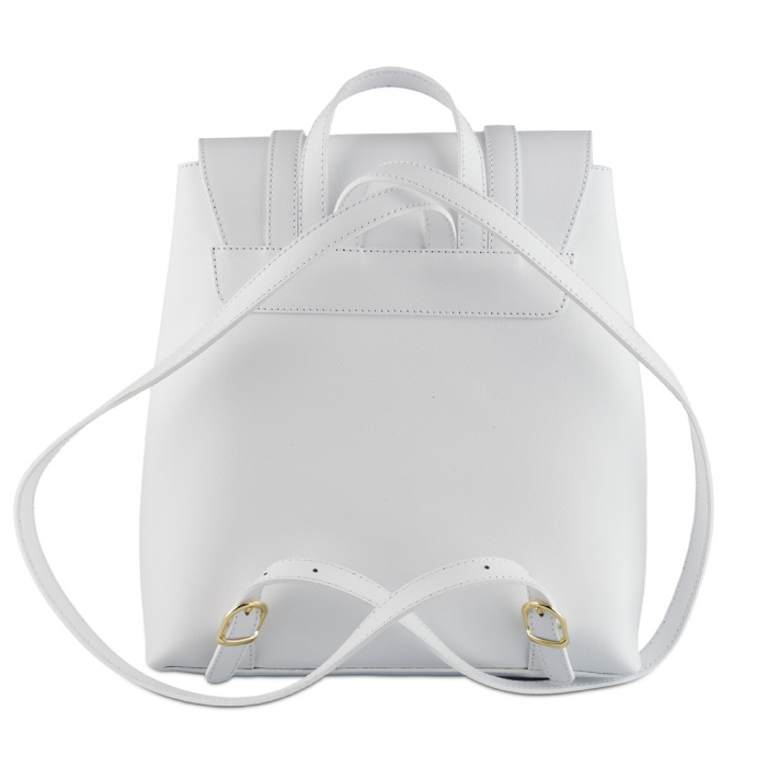 Rucsac Carrie, alb din piele cu fermoar exterior 8028 [3]
