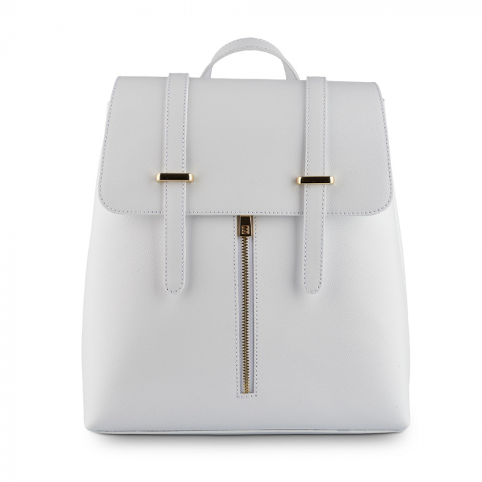 Rucsac Carrie, alb din piele cu fermoar exterior 8028 [2]