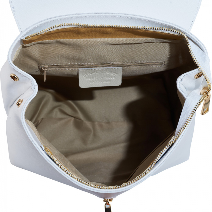 Rucsac Carrie, alb din piele cu fermoar exterior 8028 [5]