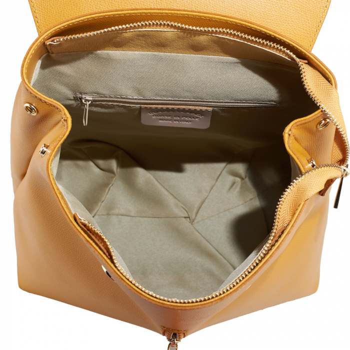 Rucsac Carrie, galben din piele cu fermoar exterior 8028 [5]