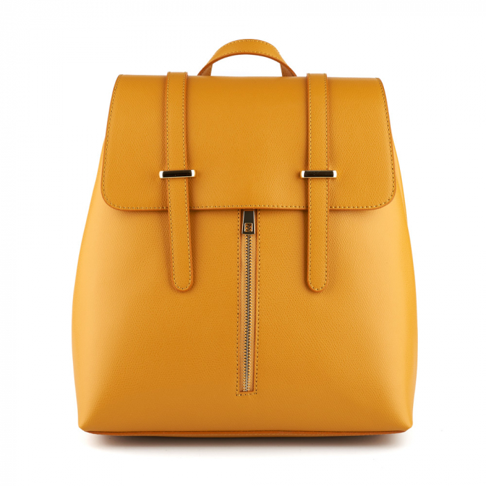 Rucsac Carrie, galben din piele cu fermoar exterior 8028 [2]