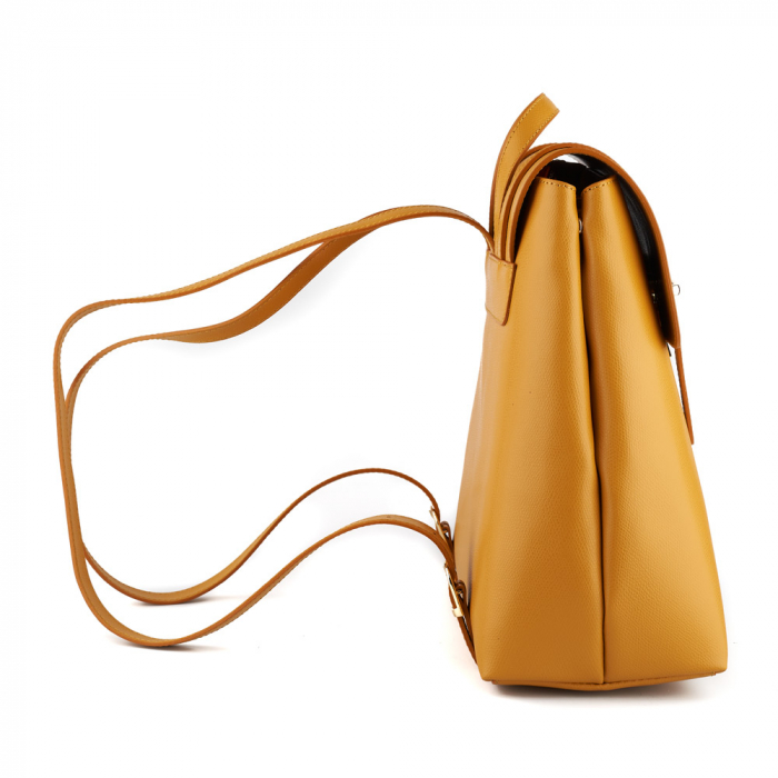 Rucsac Carrie, galben din piele cu fermoar exterior 8028 [4]