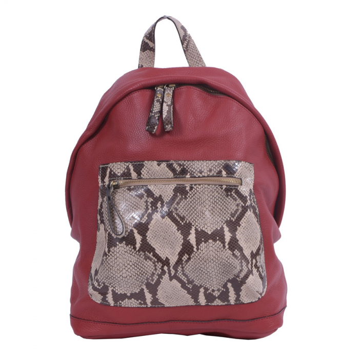 Rucsac Karen, rosu din piele naturală 8068 [2]