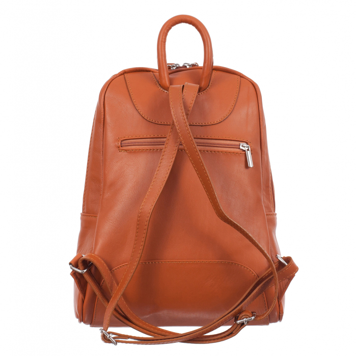 Rucsac caramel din piele cu fermoar exterior acoperit 8005 [3]
