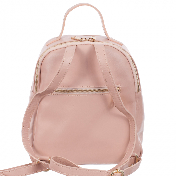 Rucsac roz din piele cu aspect matlasat 8020 [3]