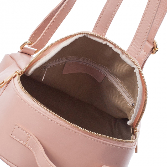 Rucsac roz din piele cu aspect matlasat 8020 [4]