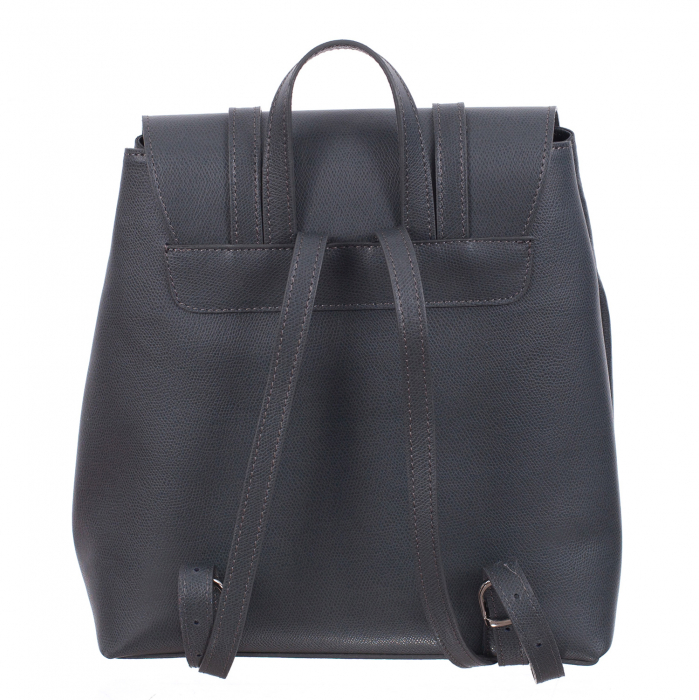 Rucsac gri din piele cu fermoar exterior 8028 [3]