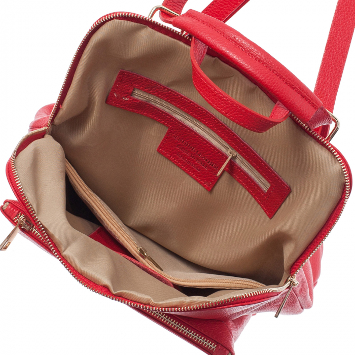 Rucsac rosu din piele cu bicompartimentat 8015 [4]