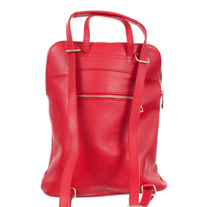 Rucsac rosu din piele cu bicompartimentat 8015 [3]