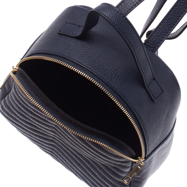 Rucsac bleumarin din piele cu striații 8033 [4]