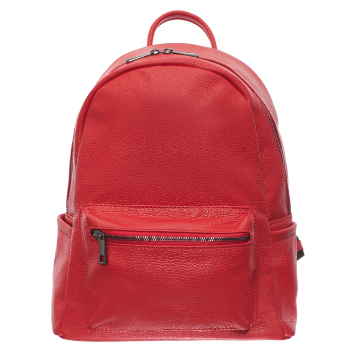 Rucsac roșu din piele naturală monocompartimentat 8025 [2]
