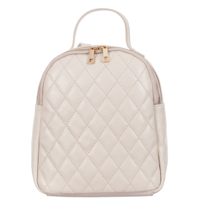 Rucsac Allessia, alb din piele cu aspect matlasat 8020 [2]