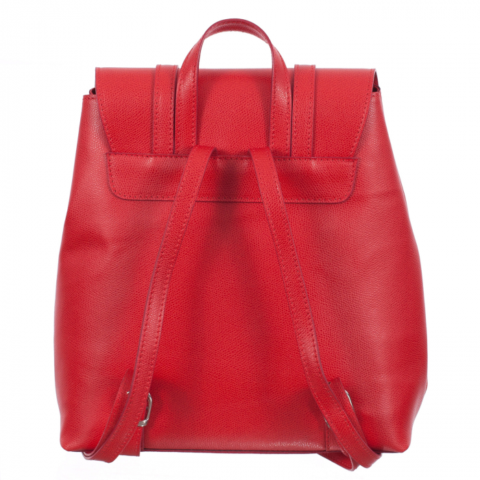 Rucsac roșu din piele cu fermoar exterior 8028 [3]