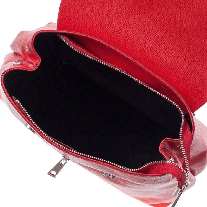 Rucsac roșu din piele cu fermoar exterior 8028 [4]