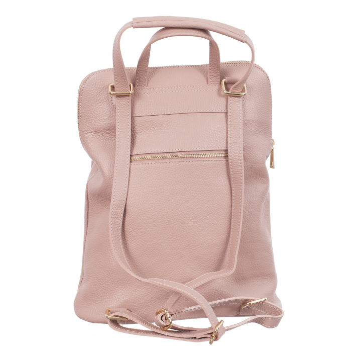Rucsac roz pudrat din piele cu bicompartimentat 8015 [2]