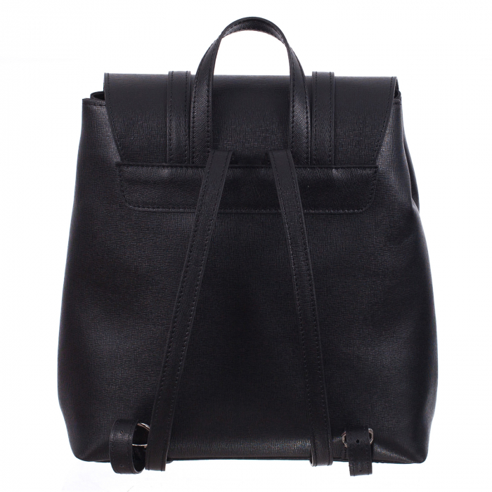 Rucsac negru din piele cu fermoar exterior 8028 [3]