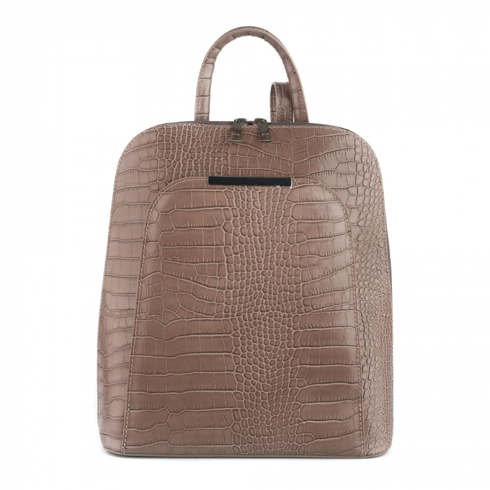 Rucsac Tabitha, din piele naturală taupe croco, 8148 [2]