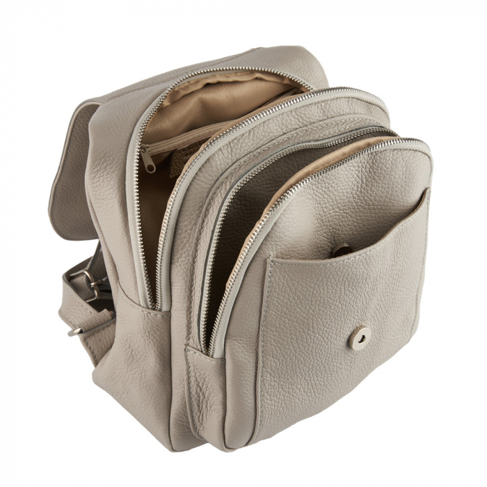 Rucsac Tessa,din piele naturala gris deschis,8209 [5]