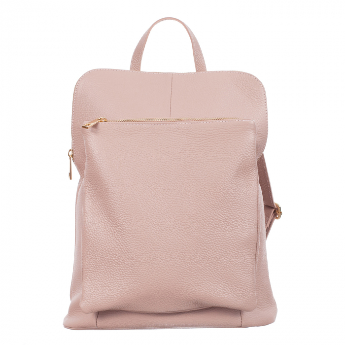 Rucsac roz pudrat din piele cu bicompartimentat 8015 [4]