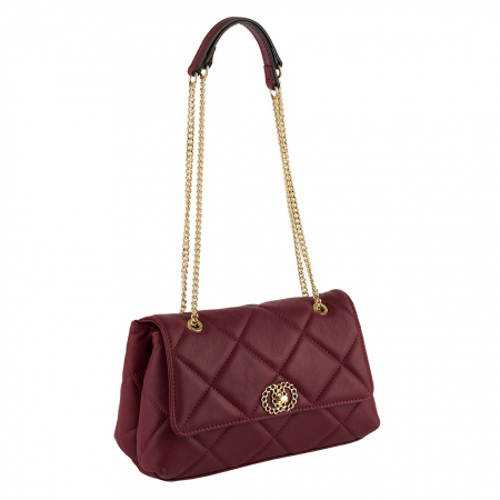 Genți de Mână - Geantă Amya, piele naturala bordo, bareta metalica, 8163