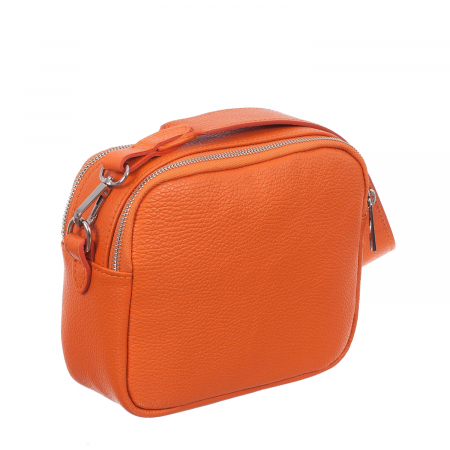 Genți Casual - Geantă portocalie cu fermoare duble și baretă medie 8007