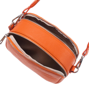 Geantă portocalie cu fermoare duble și baretă medie 8007 [3]