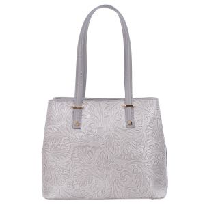 Geanta albă medie cu elemente florale 8036 [2]