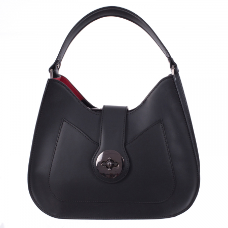 Geantă neagră din piele naturală cu interior roșu 8014 [1]
